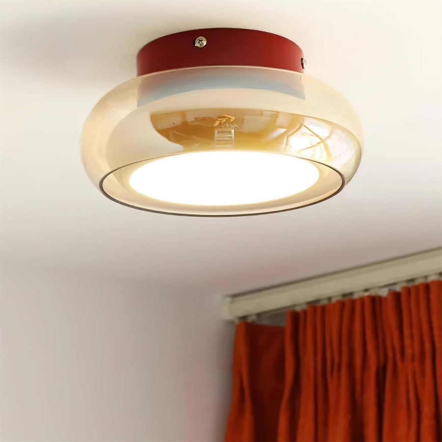Plafonnier LED Verre Opale et Laiton — Lumière Blanc Chaud