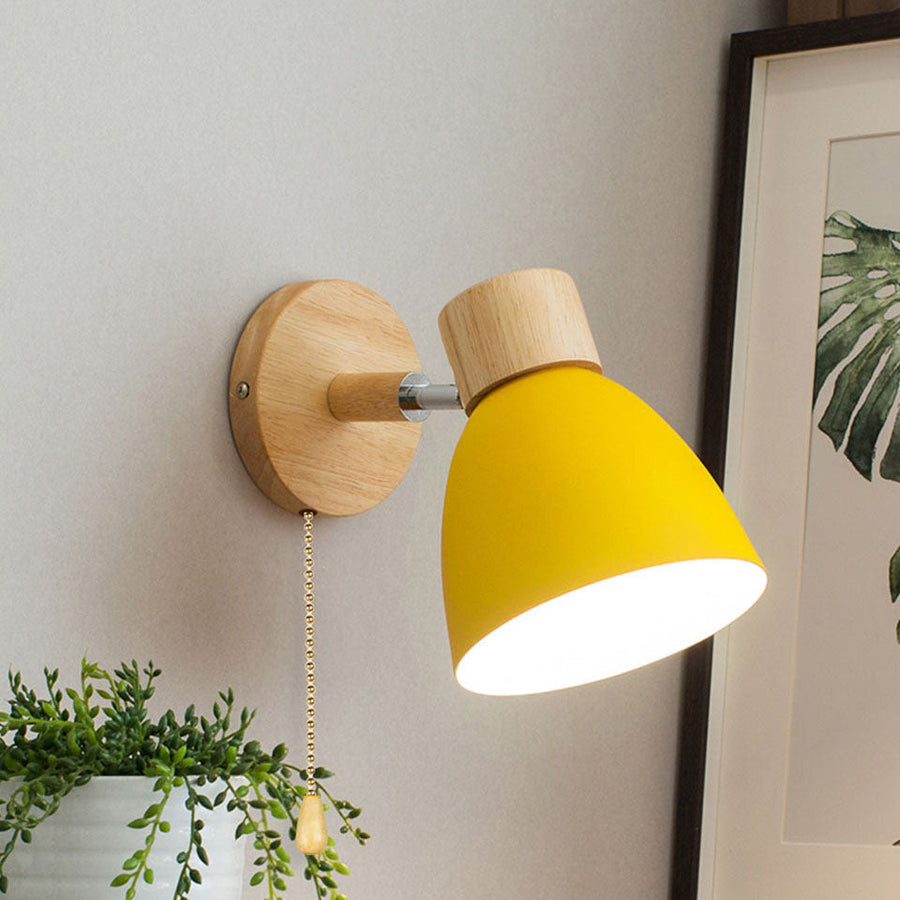 Applique Murale Cône Bois LED — Abat-Jour Conique