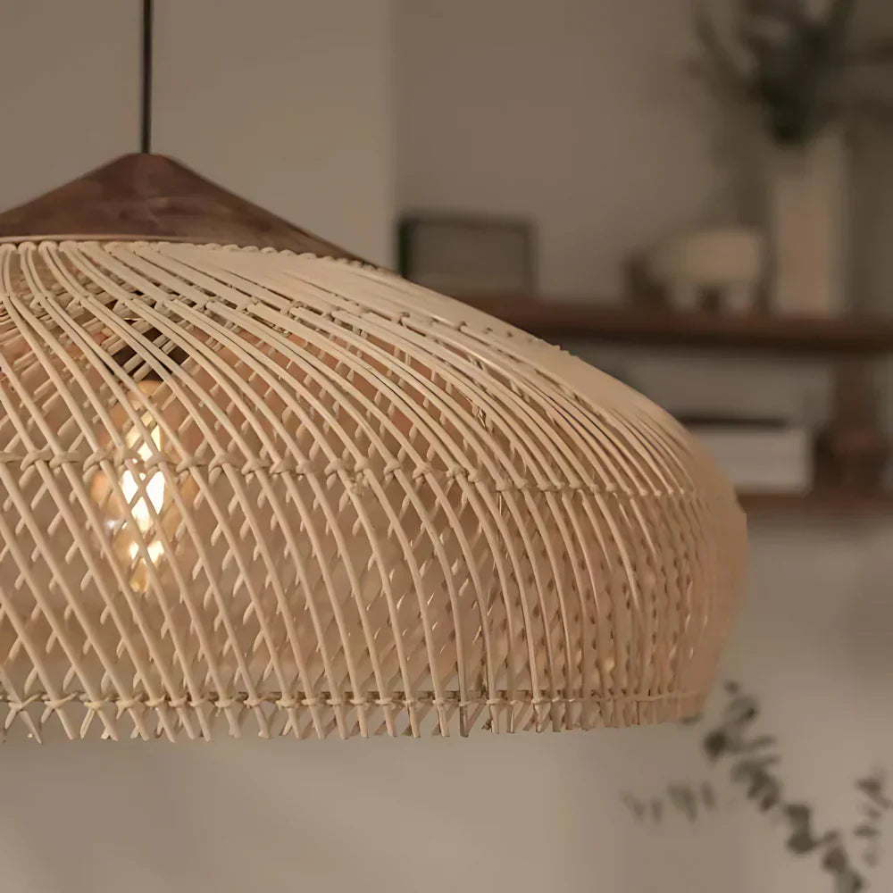 Suspension Rotin Dôme Tressé — Style Bohème Naturel
