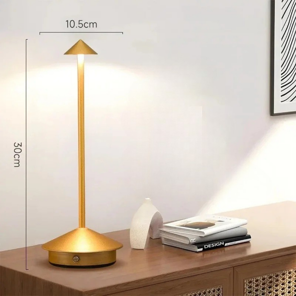 Lampe de Table LED Rechargeable Conique — Variateur Tactile