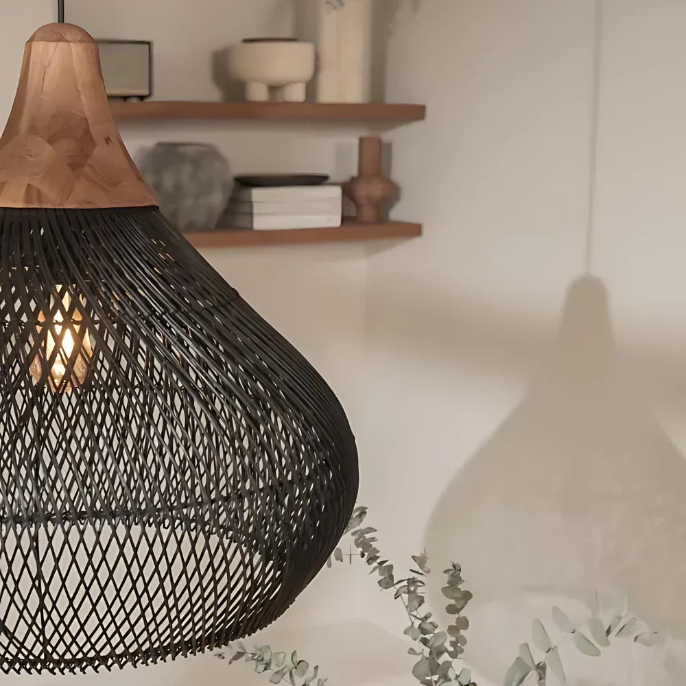Suspension Rotin Tressé Main — Dôme Artisanal
