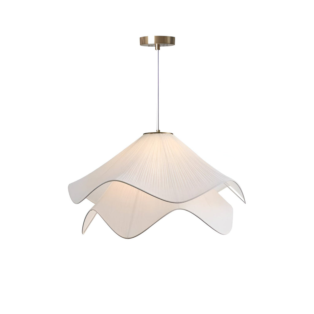 Suspension Japandi Tissu Ondulé — LED Blanc Doux