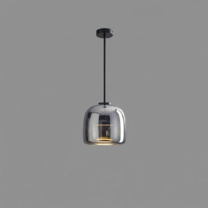 Suspension Dôme Verre Fumé — Câble Noir Mat
