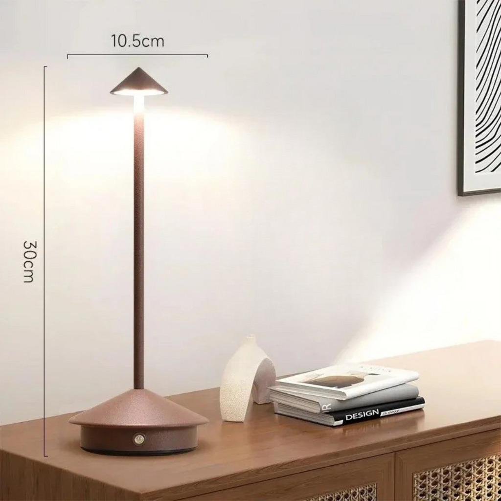 Lampe de Table LED Rechargeable Conique — Variateur Tactile