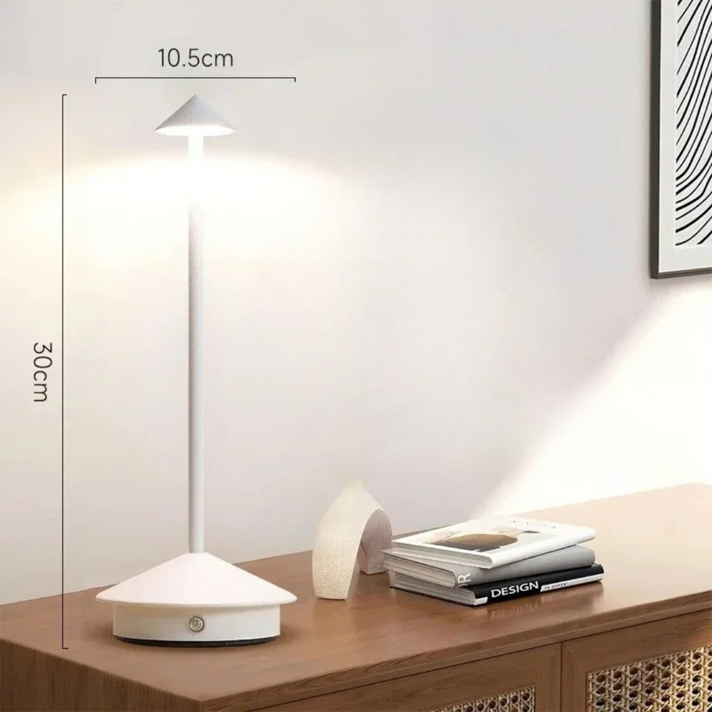 Lampe de Table LED Rechargeable Conique — Variateur Tactile