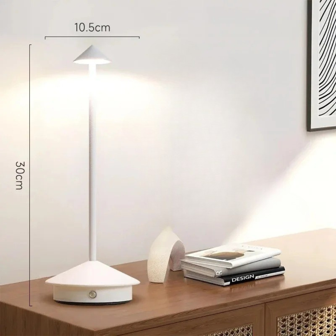 Lampe de Table LED Rechargeable Conique — Variateur Tactile