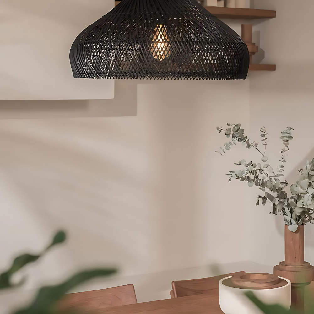 Suspension Rotin Dôme Tressé — Style Bohème Naturel