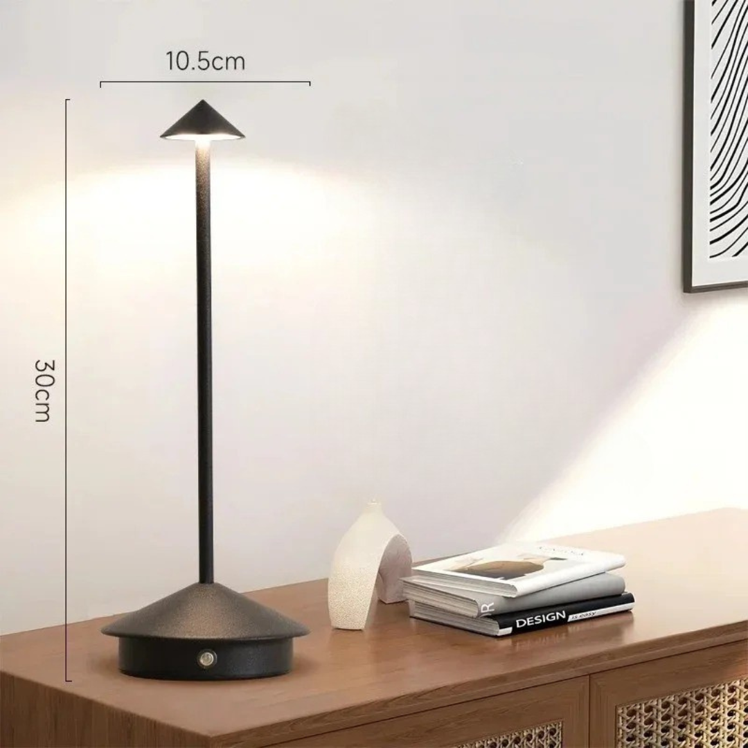 Lampe de Table LED Rechargeable Conique — Variateur Tactile