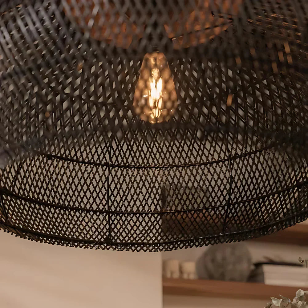 Suspension Rotin Tressé Main — Dôme Artisanal