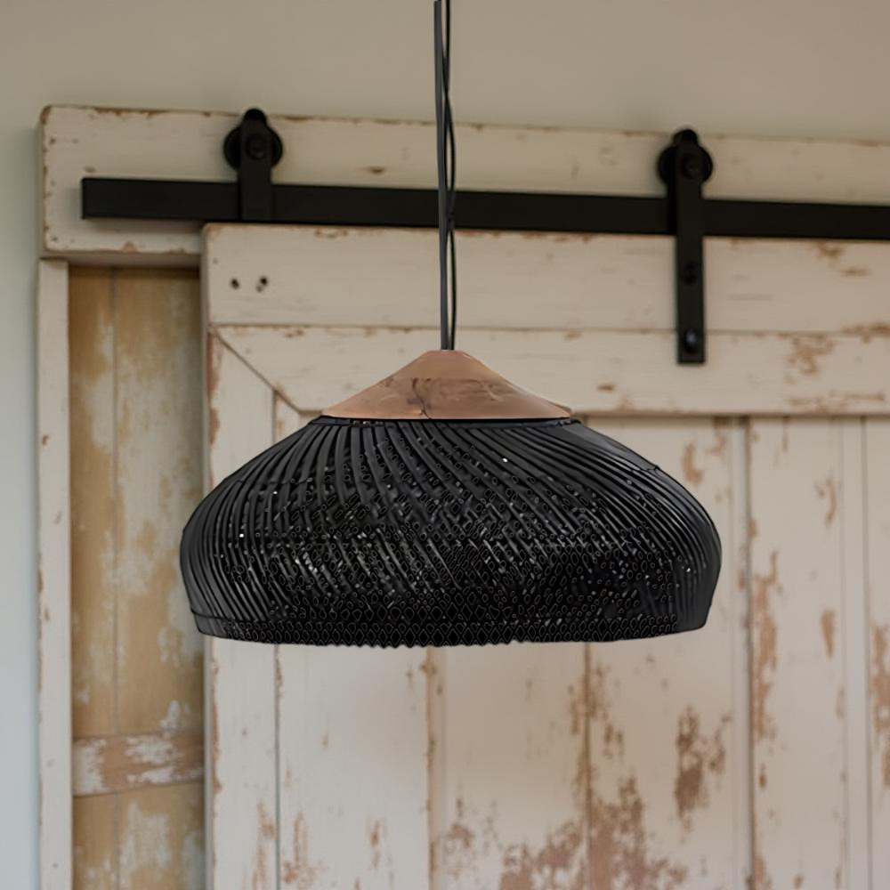 Suspension Rotin Dôme Tressé — Style Bohème Naturel