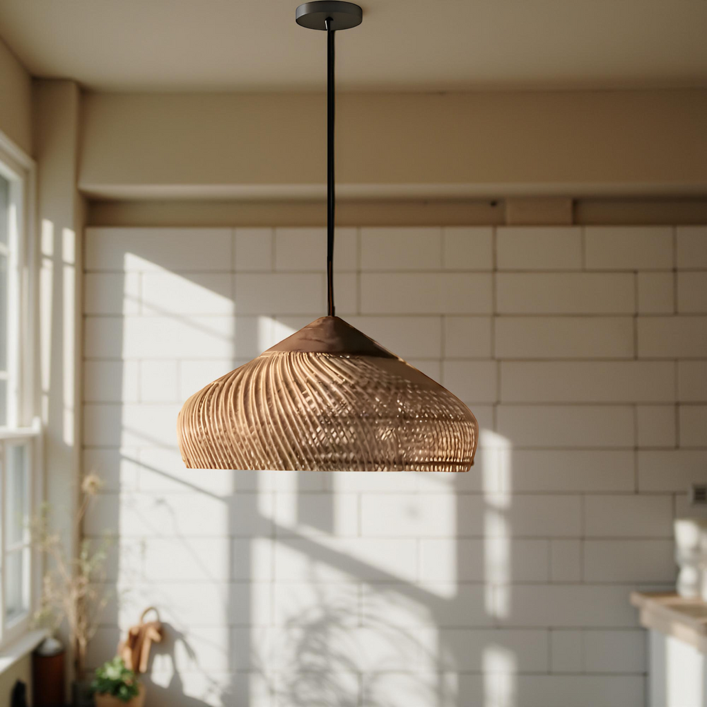 Suspension Rotin Dôme Tressé — Style Bohème Naturel