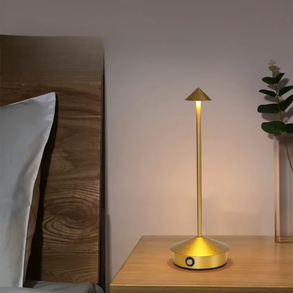 Lampe de Table LED Rechargeable Conique — Variateur Tactile