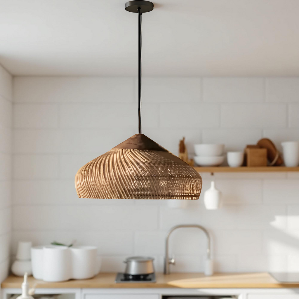 Suspension Rotin Dôme Tressé — Style Bohème Naturel