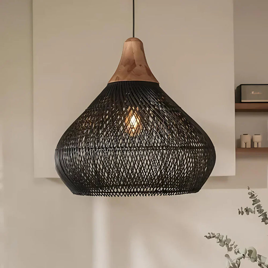 Suspension Rotin Tressé Main — Dôme Artisanal