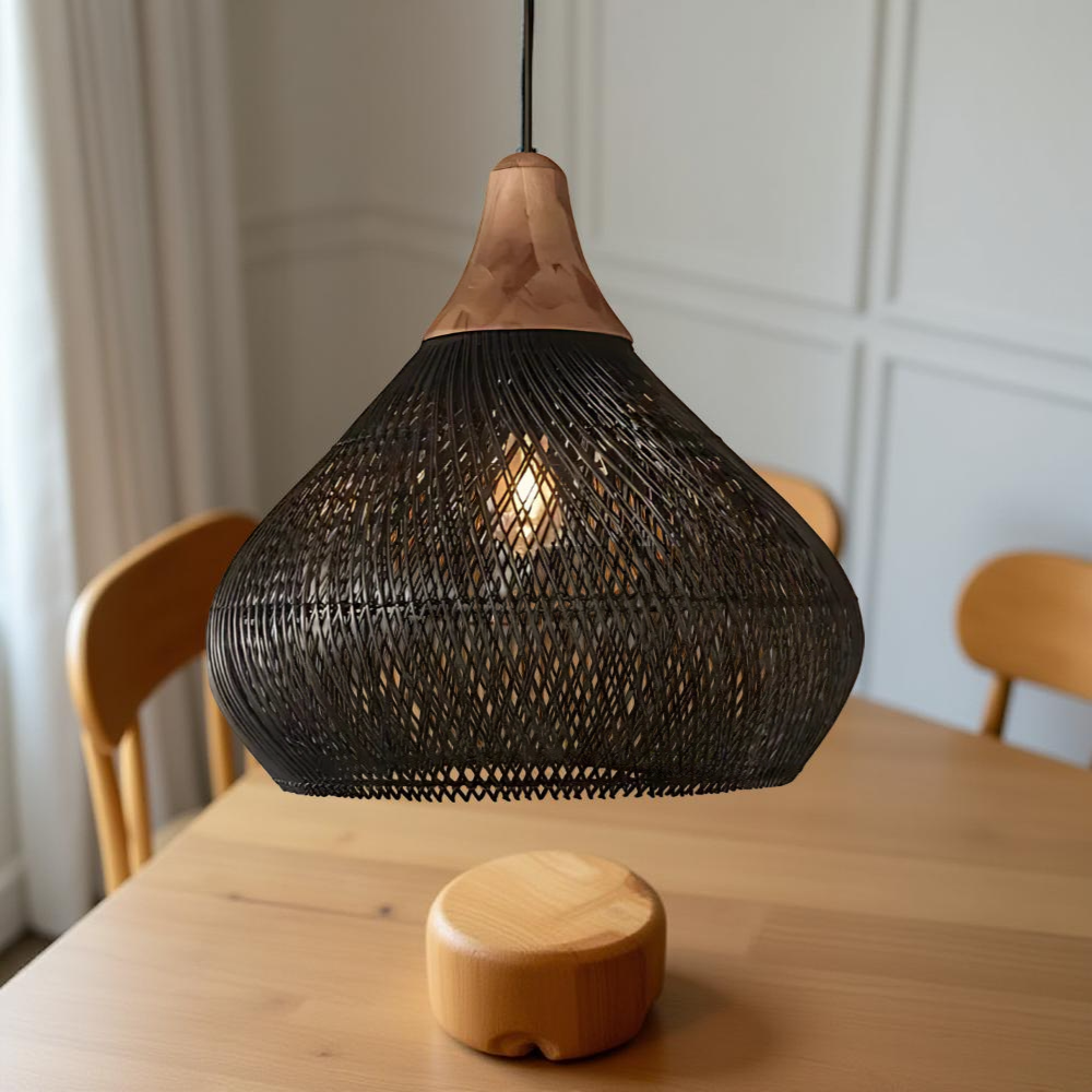 Suspension Rotin Tressé Main — Dôme Artisanal