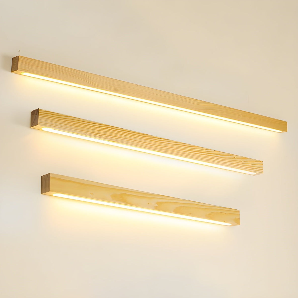 Applique Murale Bois Linéaire — Lumière Douce vers le Bas