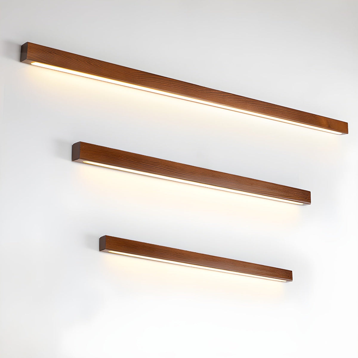 Applique Murale Bois Linéaire — Lumière Douce vers le Bas