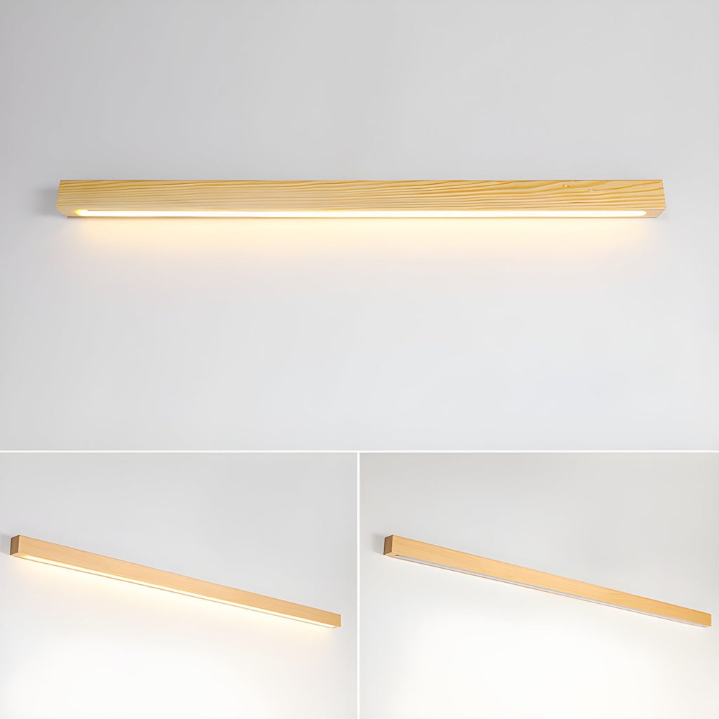 Applique Murale Bois Linéaire — Lumière Douce vers le Bas
