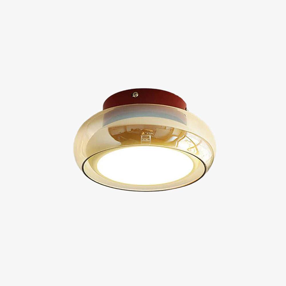 Plafonnier LED Verre Opale et Laiton — Lumière Blanc Chaud