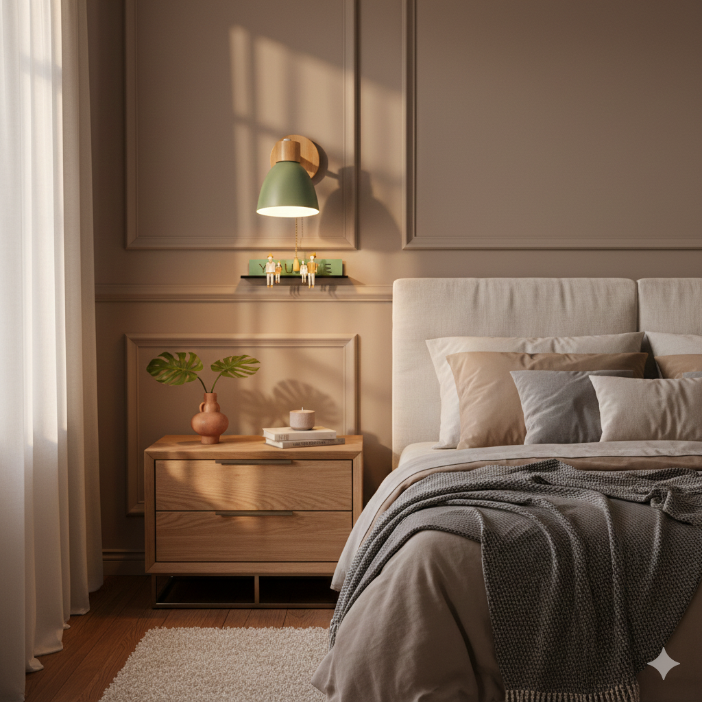 Applique Murale Cône Bois LED — Abat-Jour Conique
