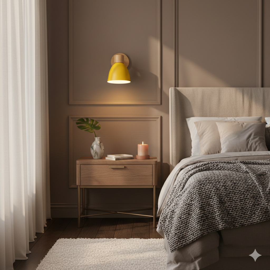 Applique Murale Cône Bois LED — Abat-Jour Conique
