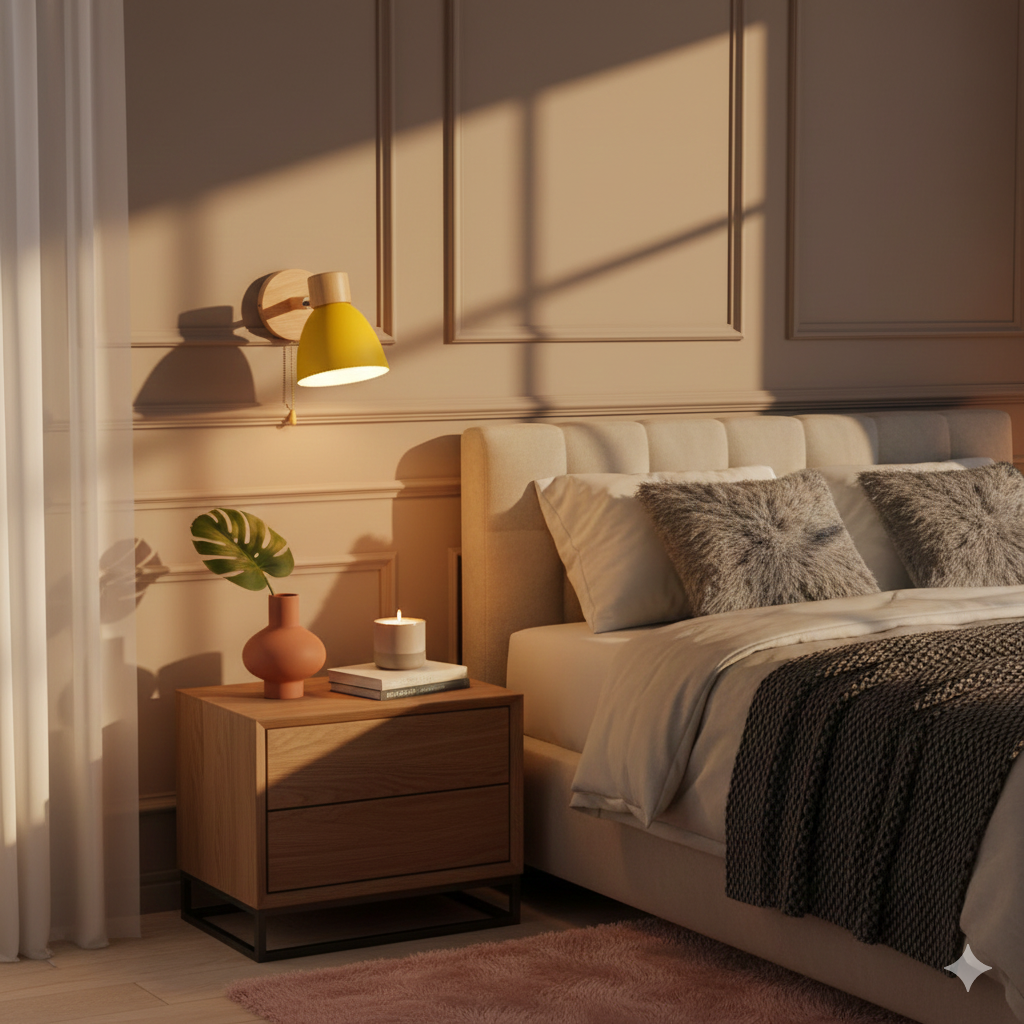 Applique Murale Cône Bois LED — Abat-Jour Conique