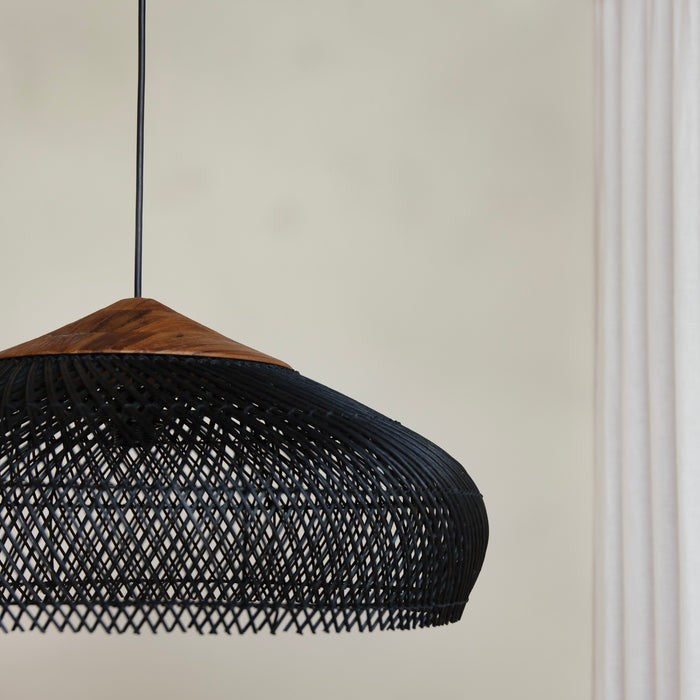 Suspension Rotin Dôme Tressé — Style Bohème Naturel