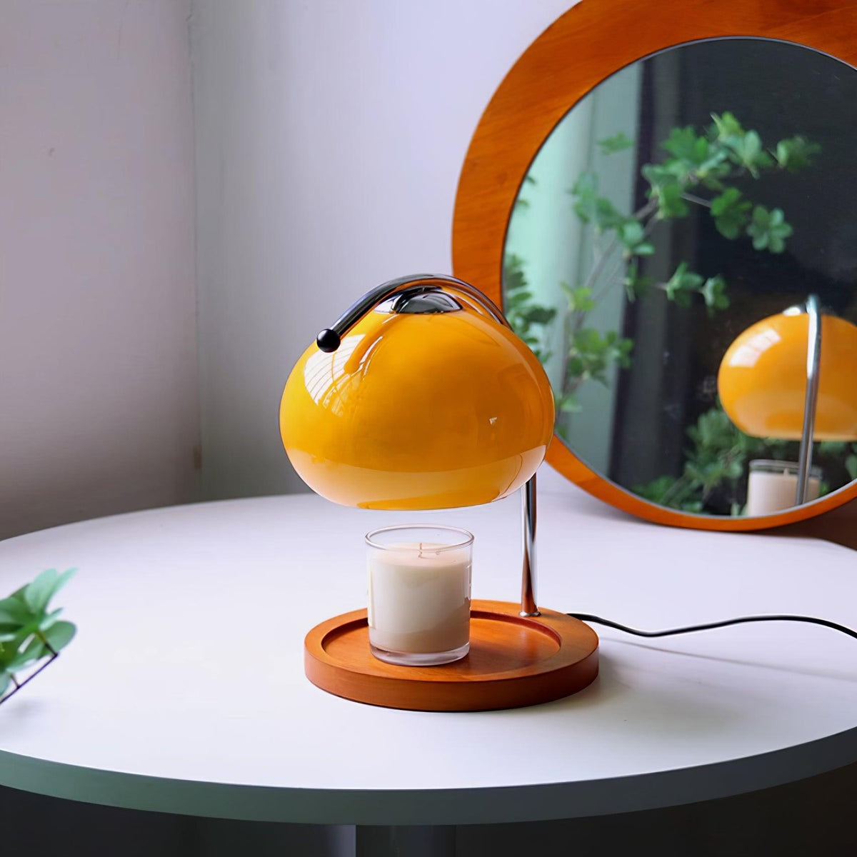 Chauffe-Bougie Lampe Design — Bras Bois Réglable