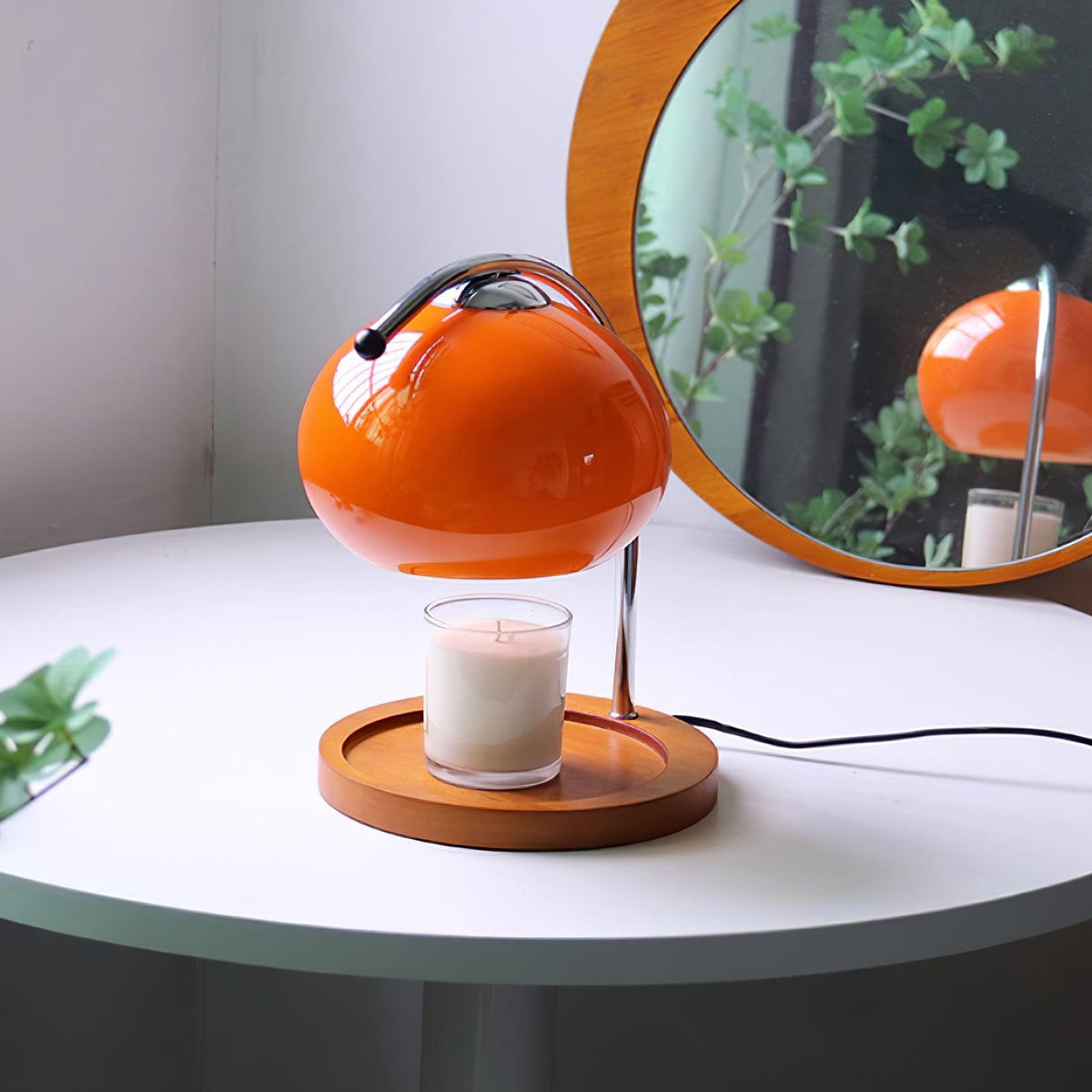 Chauffe-Bougie Lampe Design — Bras Bois Réglable