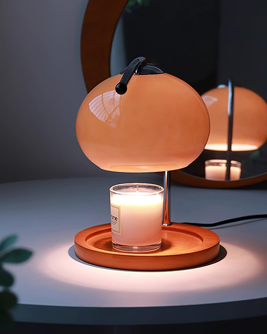 Chauffe-Bougie Lampe Design — Bras Bois Réglable
