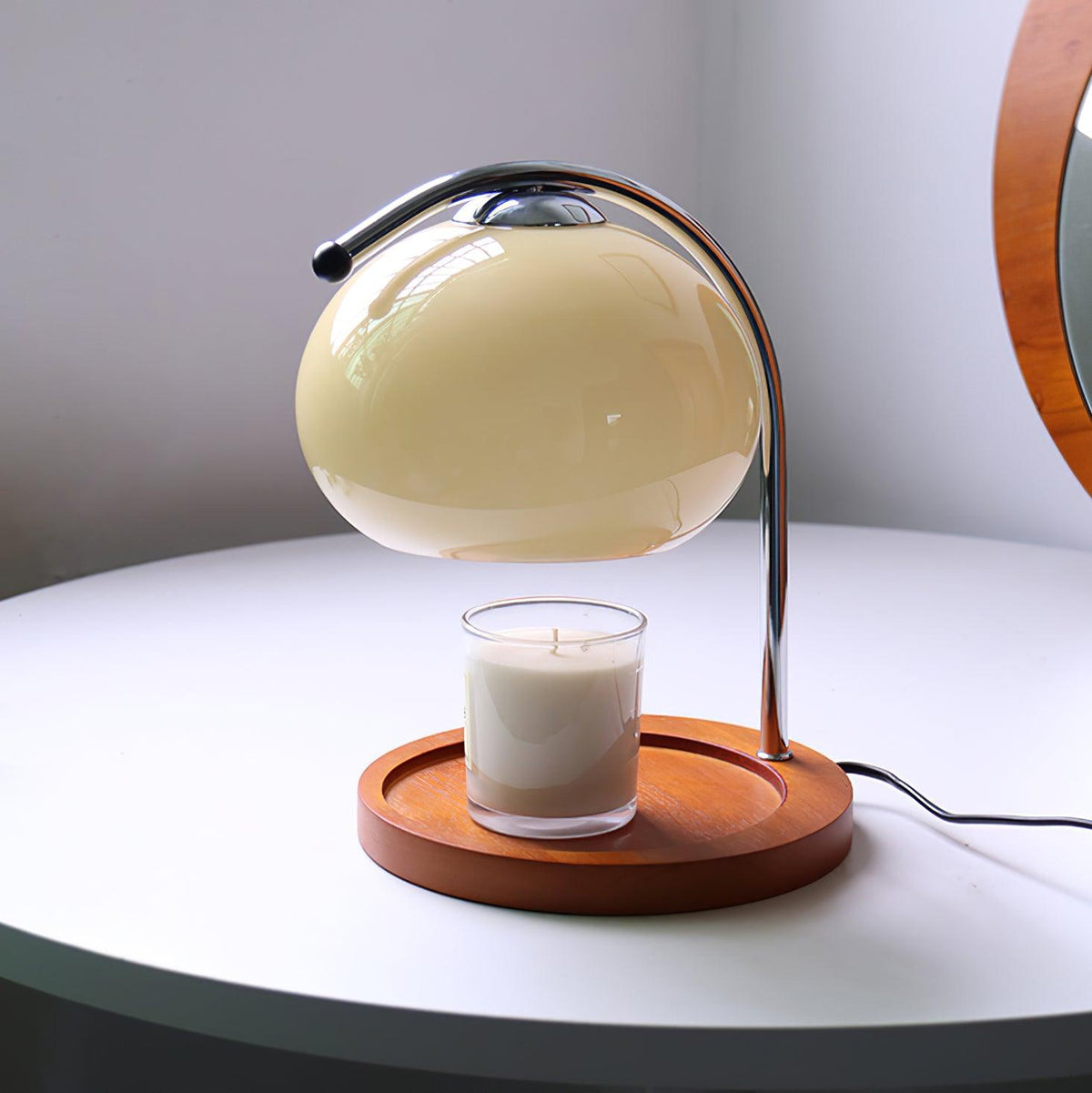 Chauffe-Bougie Lampe Design — Bras Bois Réglable