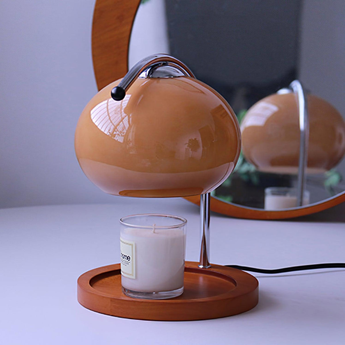 Chauffe-Bougie Lampe Design — Bras Bois Réglable
