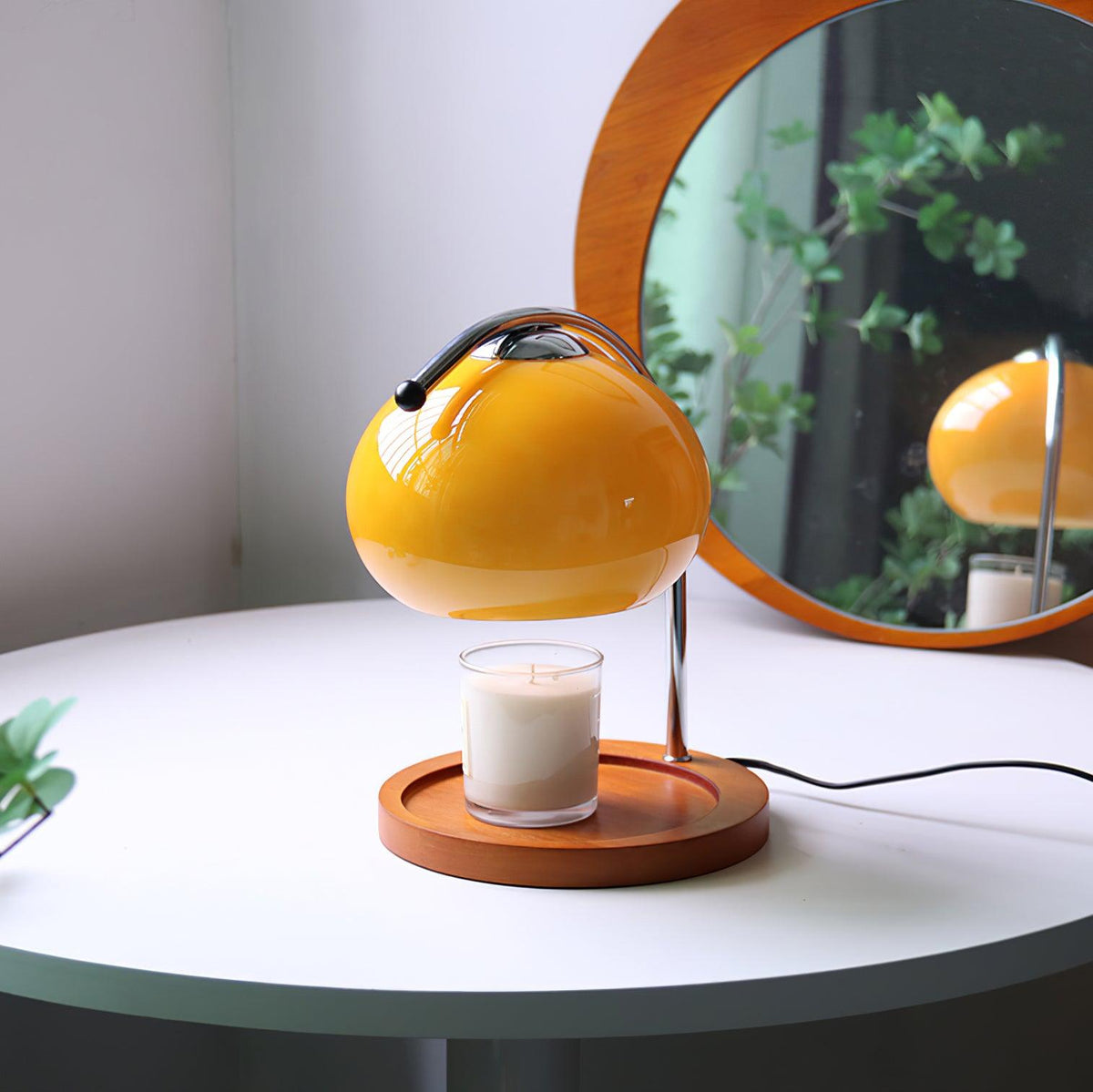 Chauffe-Bougie Lampe Design — Bras Bois Réglable