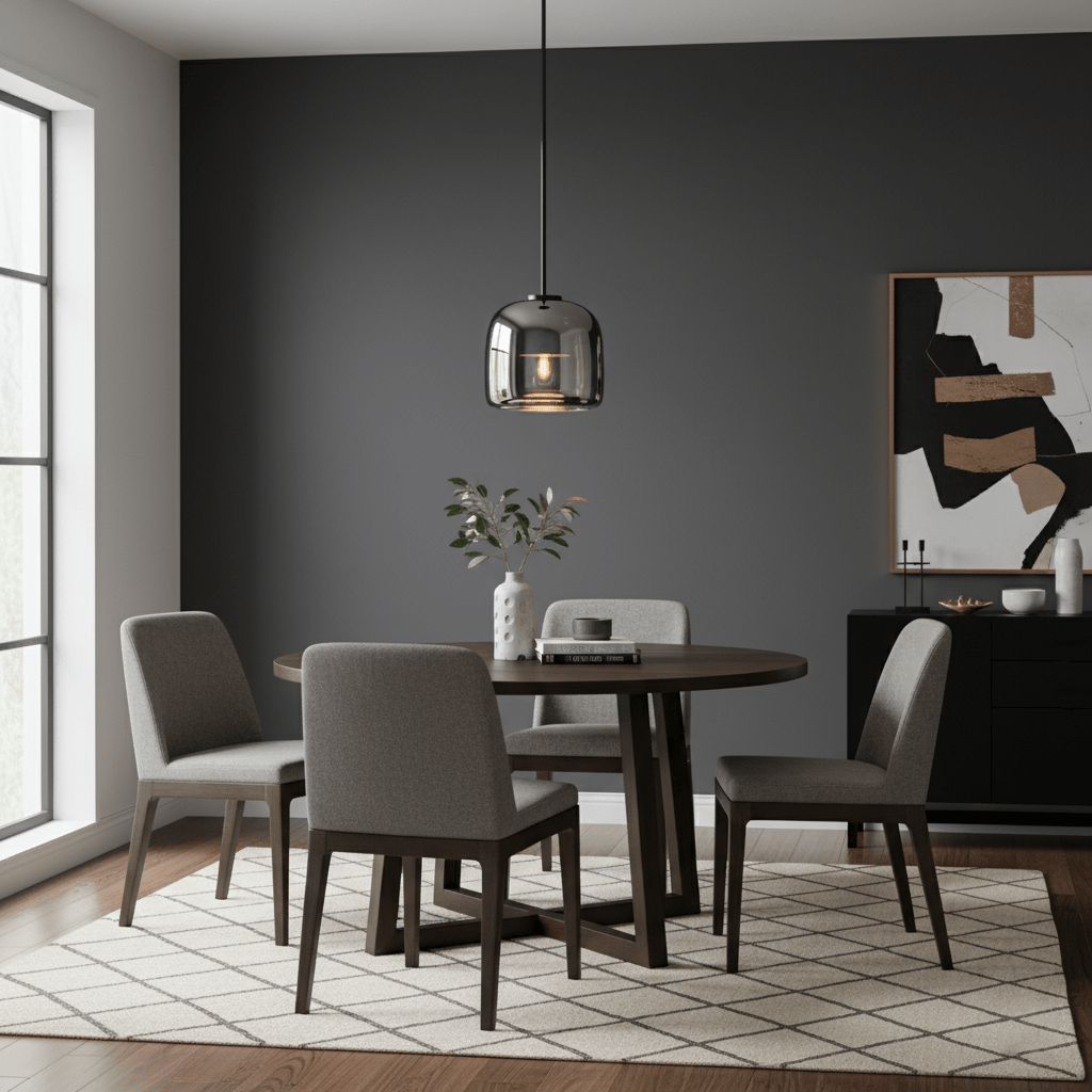 Suspension Dôme Verre Fumé — Câble Noir Mat
