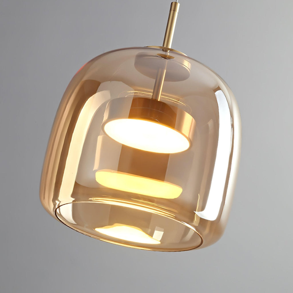 Suspension Dôme Verre Fumé — Câble Noir Mat