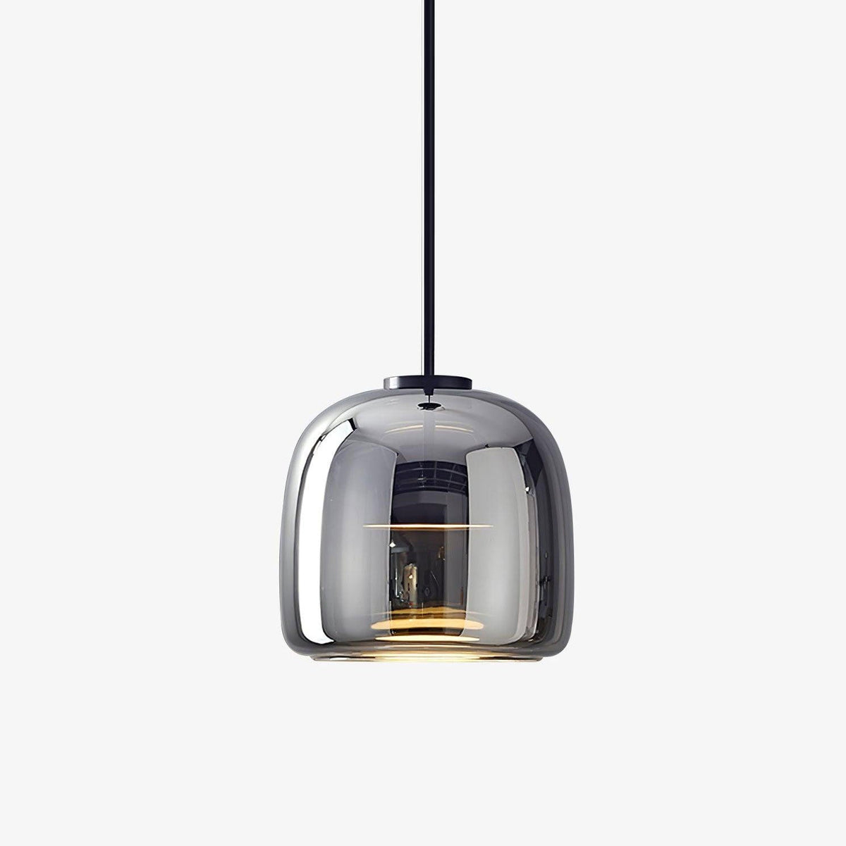 Suspension Dôme Verre Fumé — Câble Noir Mat