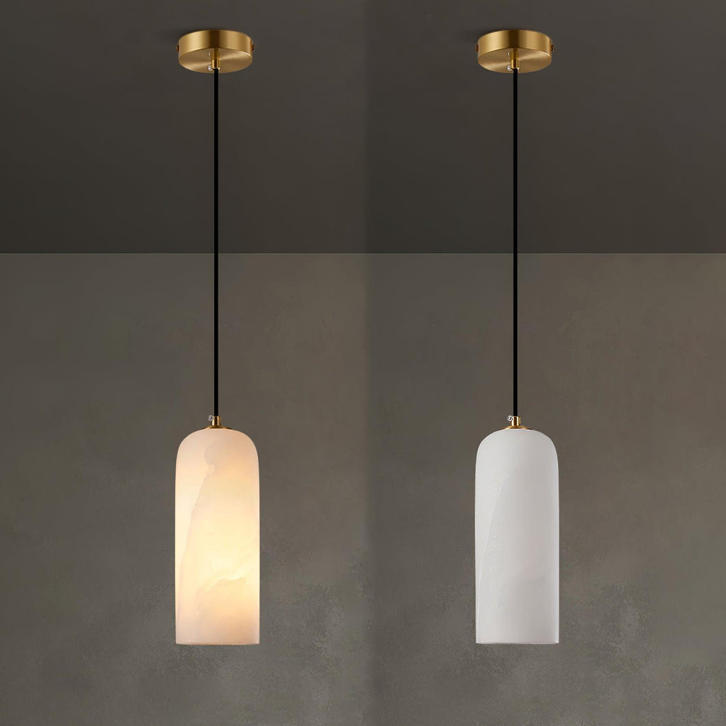 Suspension Cylindrique Albâtre — Design Naturel Épuré