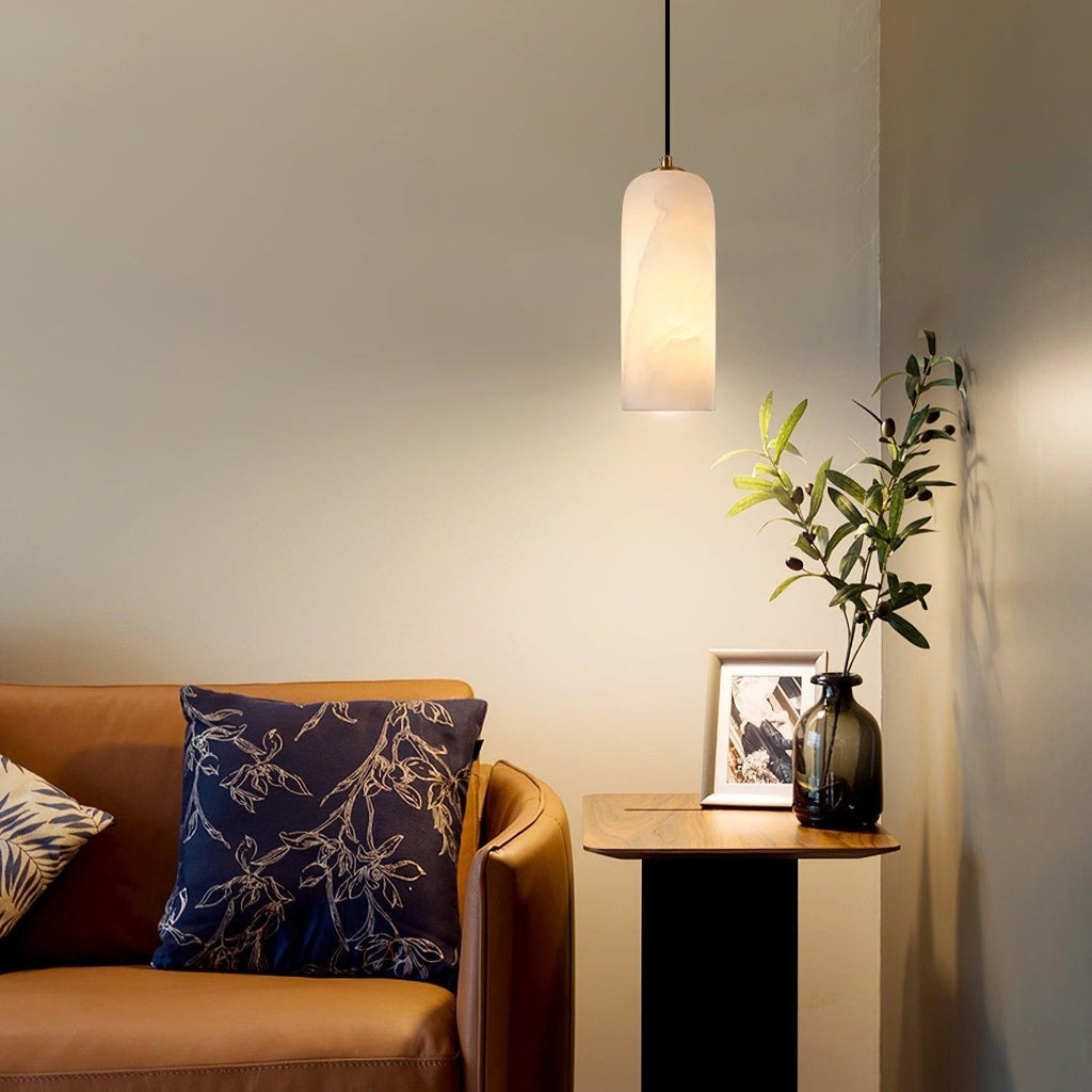 Suspension Cylindrique Albâtre — Design Naturel Épuré