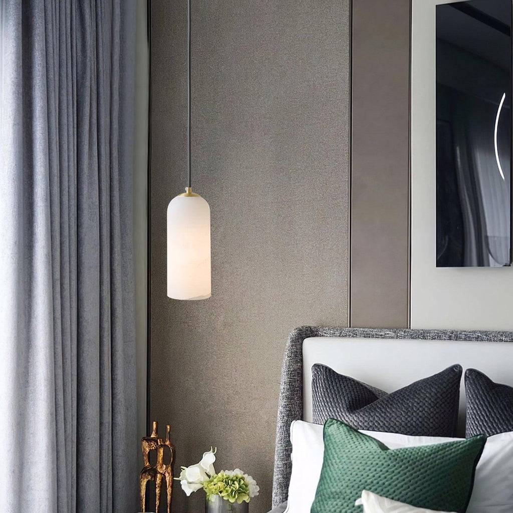 Suspension Cylindrique Albâtre — Design Naturel Épuré