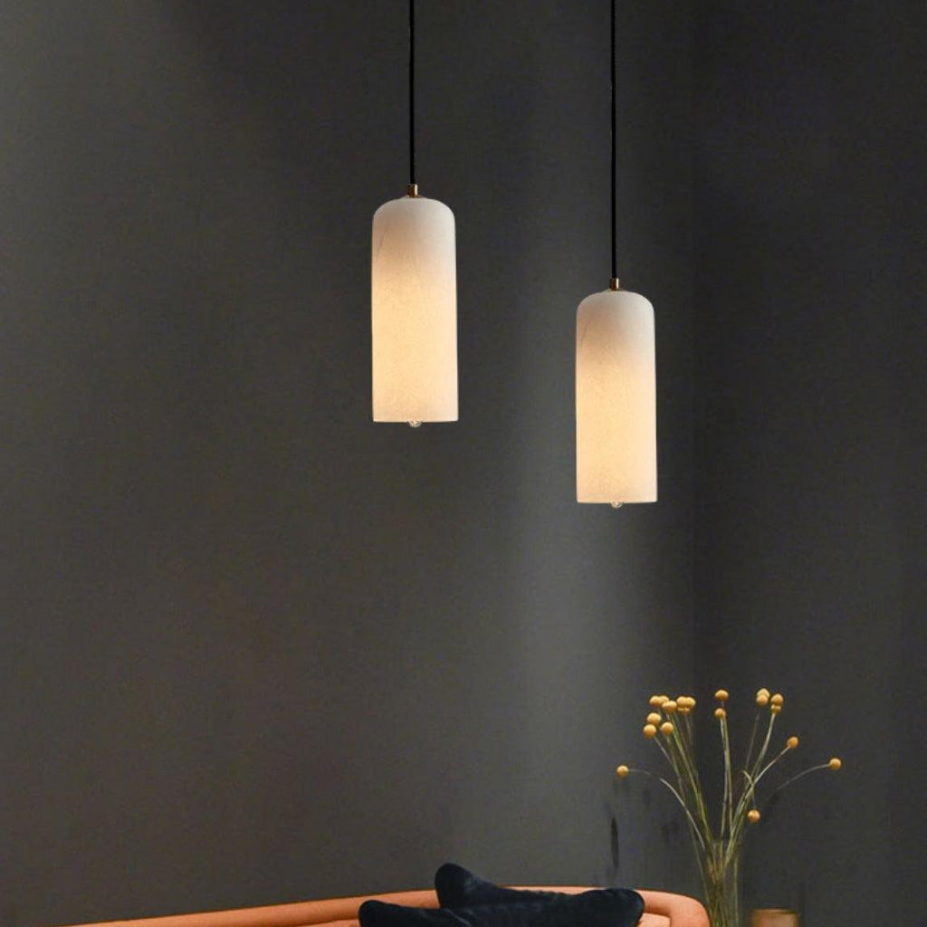 Suspension Cylindrique Albâtre — Design Naturel Épuré