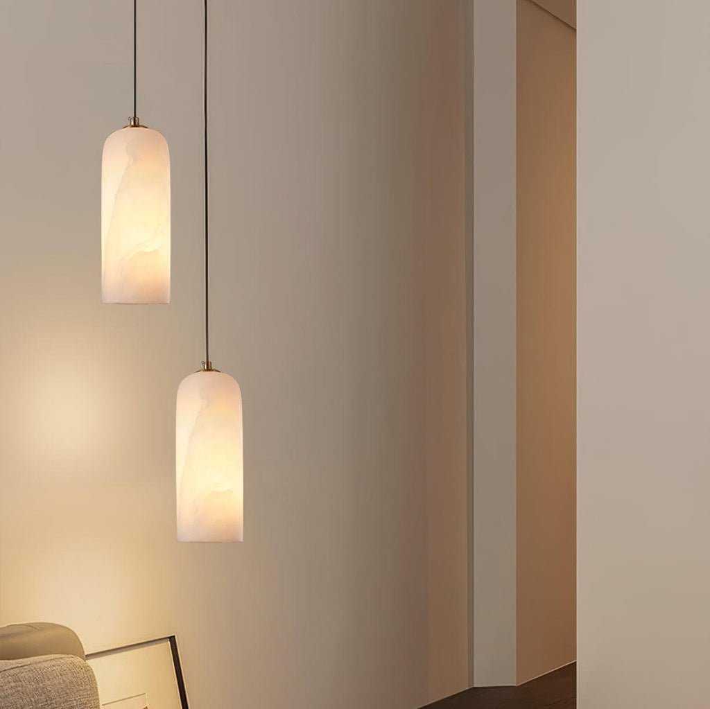 Suspension Cylindrique Albâtre — Design Naturel Épuré