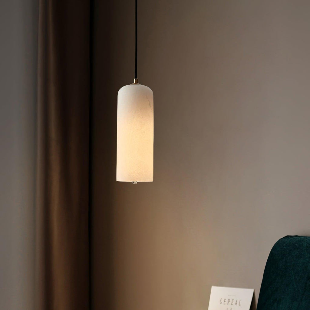 Suspension Cylindrique Albâtre — Design Naturel Épuré