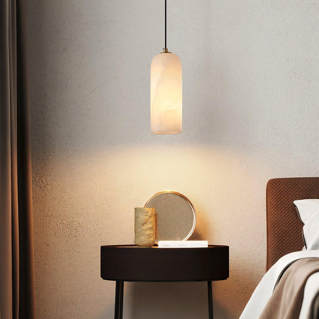 Suspension Cylindrique Albâtre — Design Naturel Épuré