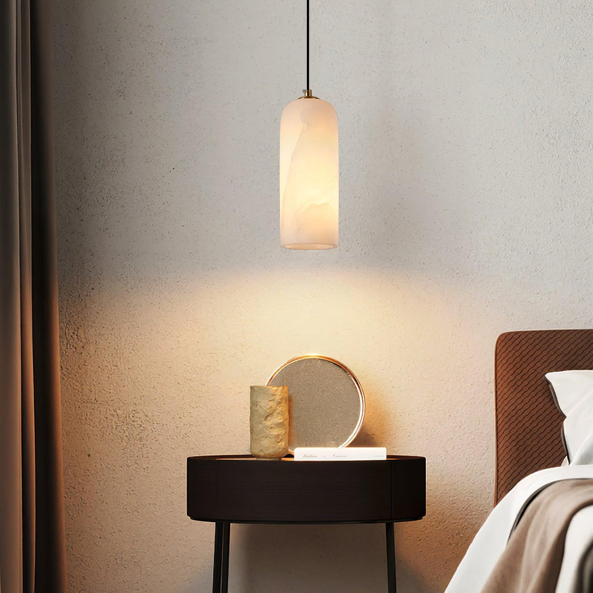 Suspension Cylindrique Albâtre — Design Naturel Épuré