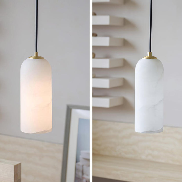 Suspension Cylindrique Albâtre — Design Naturel Épuré