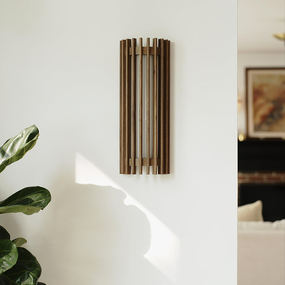 Applique Murale Lattes Noyer — Diffuseur Linéaire Vertical