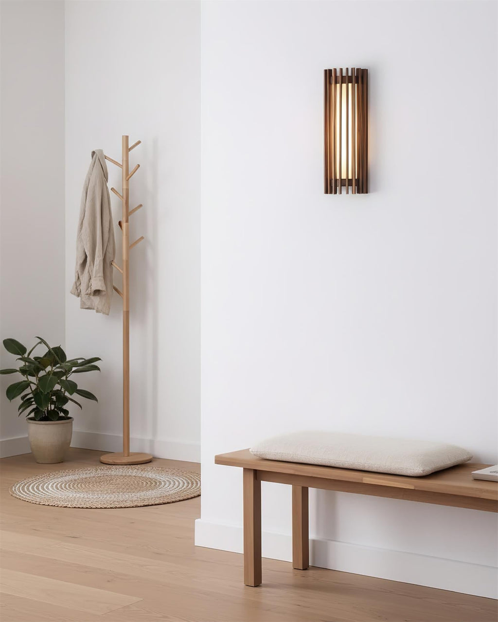 Applique Murale Lattes Noyer — Diffuseur Linéaire Vertical