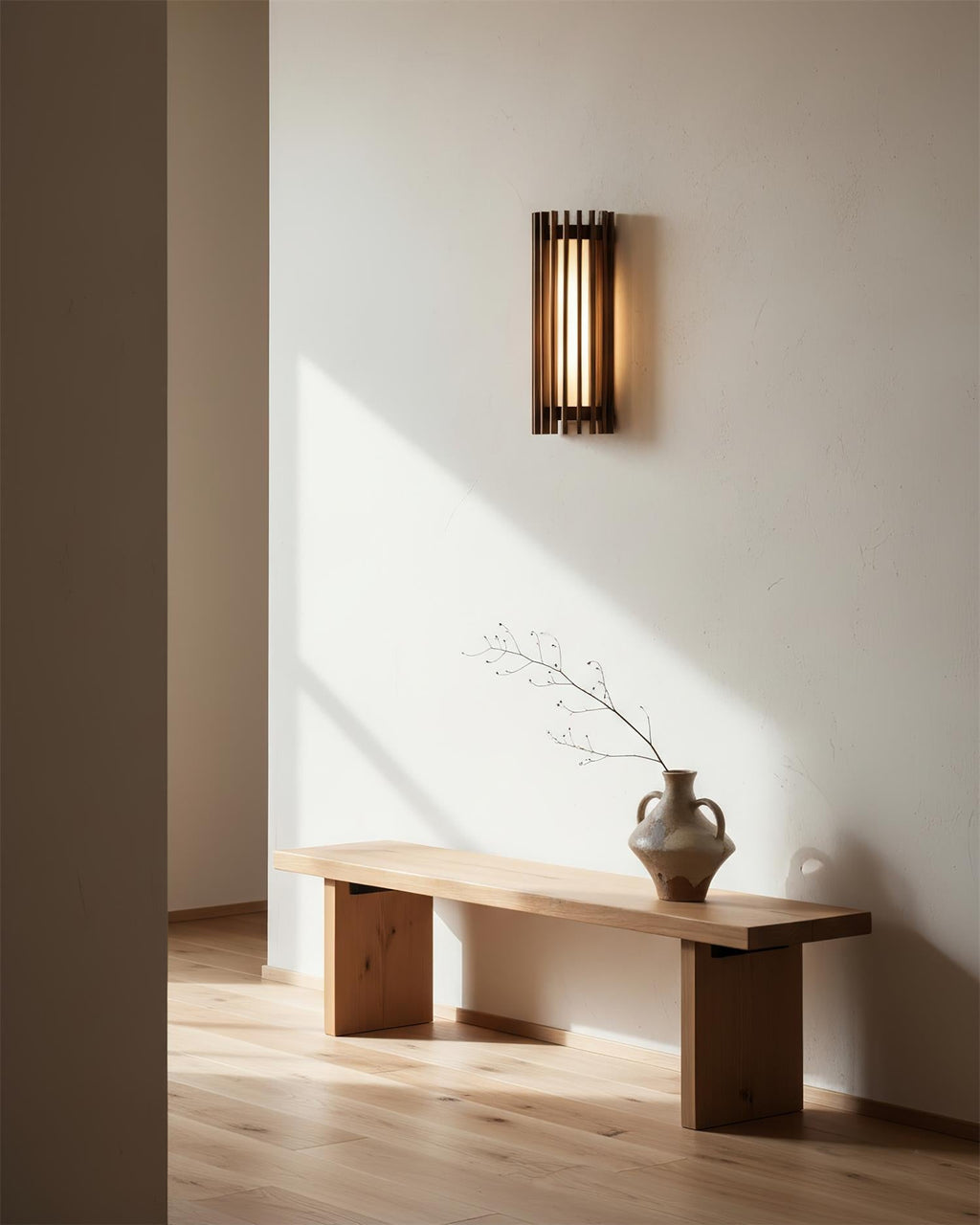 Applique Murale Lattes Noyer — Diffuseur Linéaire Vertical