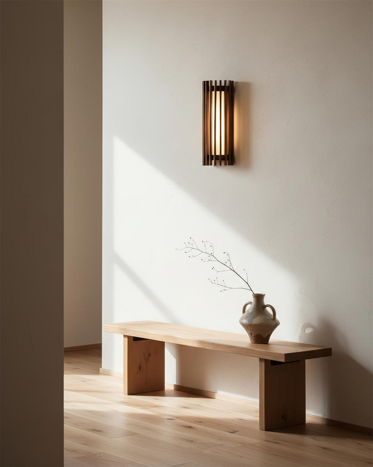 Applique Murale Lattes Noyer — Diffuseur Linéaire Vertical