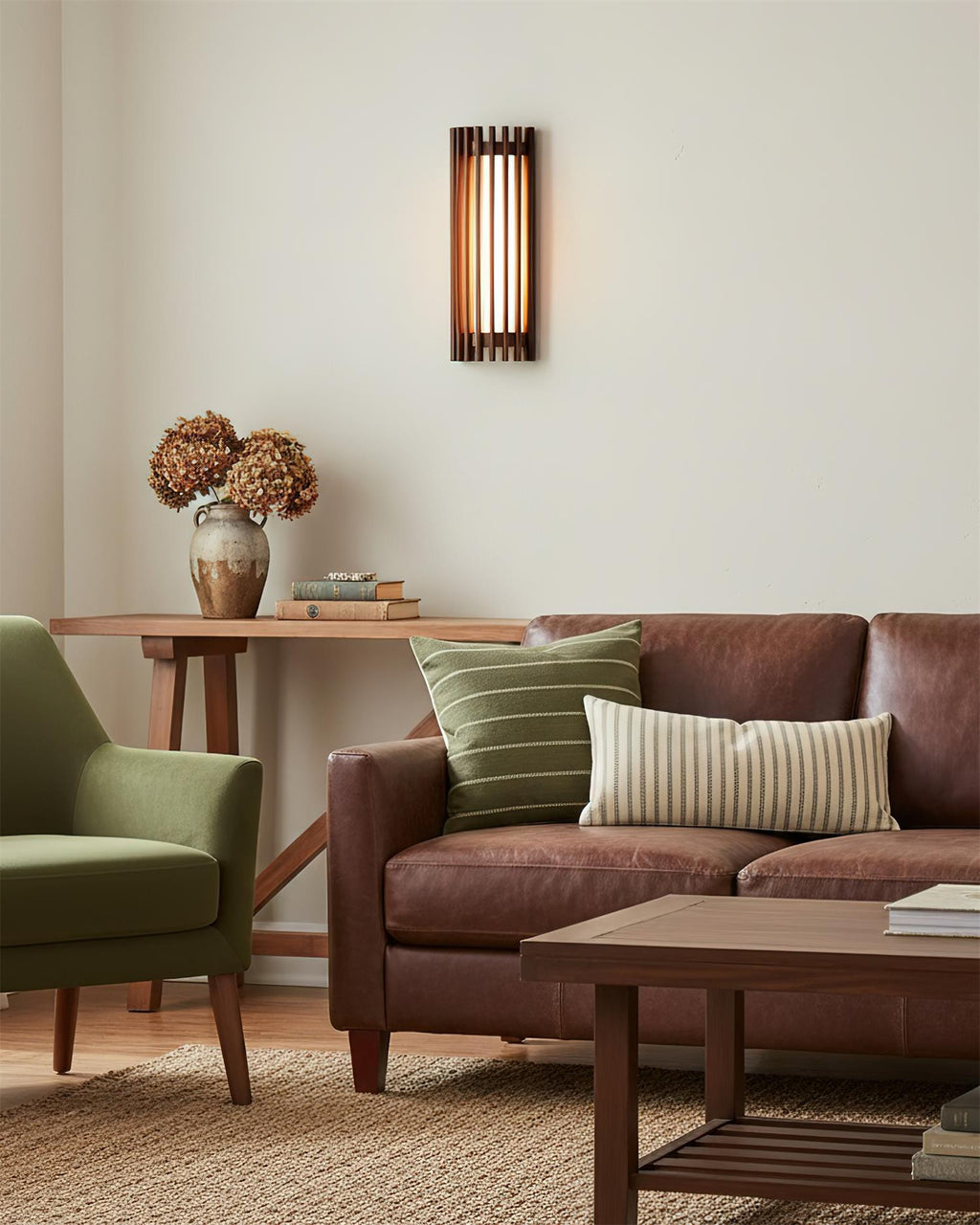 Applique Murale Lattes Noyer — Diffuseur Linéaire Vertical